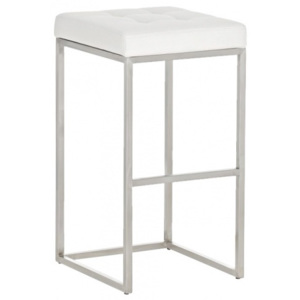 Barová stolička Anita, výška 77 cm, nerez, látkový potah, bílá
