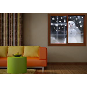 NomiaPro | Samolepky na zeď - Sněhové vločky na okno | 30 x 39 cm