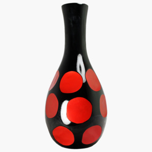 Dřevěná váza černo-červená 38,5 cm Thajsko