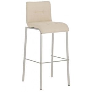 Barová židle Sarah, látkový potah, výška 78 cm, nerez-krémová