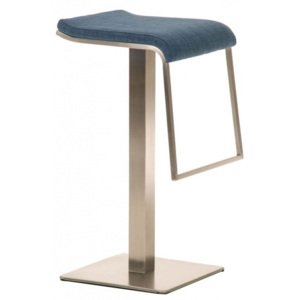 Barová židle Prisma, látkový potah, výška 78 cm, nerez - modrá