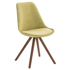 Židle Lona látkový potah / podnož kulatá ořech, zelená