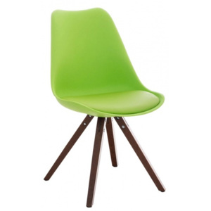 Židle Lona / podnož hranatá ořech, zelená