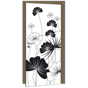 Dimex | Samolepicí fototapeta na dveře - Black Plant (Černé květy) | 95 x 210 cm