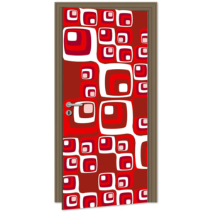 Dimex | Samolepicí fototapeta na dveře - Red Squares (Červené čtverce) | 95 x 210 cm