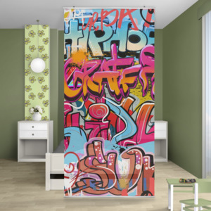 Závěsná dělící stěna HipHop Graffiti, 250 x 120 cm