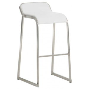 Barová židle Lara, výška 76 cm, nerez-bílá