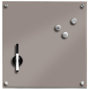 Skleněná magnetická tabule MEMO, taupe + 3 magnety, 40x40 cm, ZELLER