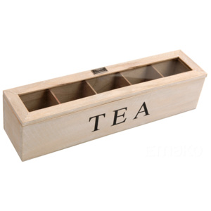 Dřevěná krabička na čaj TEA, 5 přihrádek8718158581501