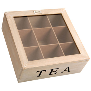 Dřevěný box na čaj RETRO TEA, 9 přihrádek8718158581525
