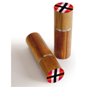 AKCE Set 2ks dřevěných mlýnků na sůl a pepř Zigzag REMEMBER (Barevna- červená)