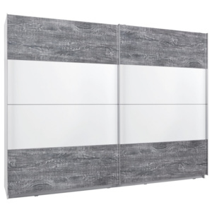 Skříň S Posuvnými Dveřmi Lissabon barvy dubu, bílá, šedá 220/210/62 cm