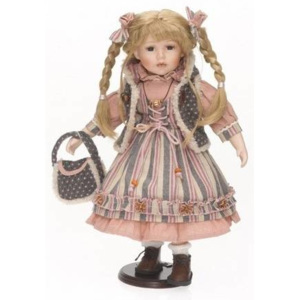 Porcelánová panenka v šedorůžovém - Interservis