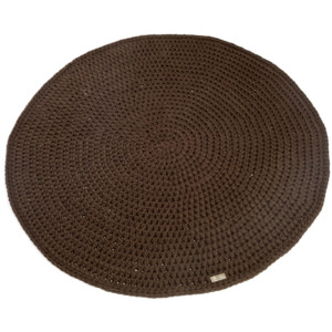 Justin Design Háčkovaný koberec kulatý hnědý kávový 100 cm - !