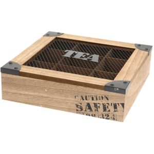 Dřevěný box na čaj TEA - 9 přihrádek8719202114874