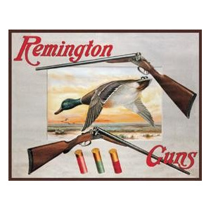Plechová cedule REM - shotguns and duck, (41 x 32 cm)