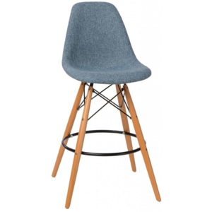 Designová barová židle DSW čalouněná, modrá/šedá