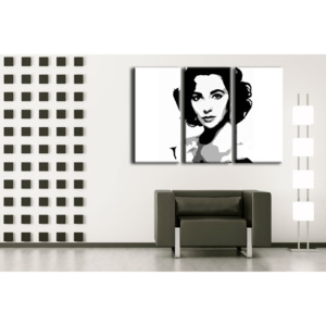 Ručně malovaný POP Art Elizabhet Taylor 3 dílný 120x80cm