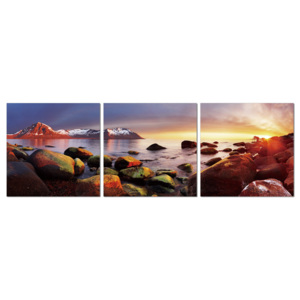Obraz na zeď - Zářivé kameny na pobřeží, (150 x 50 cm)