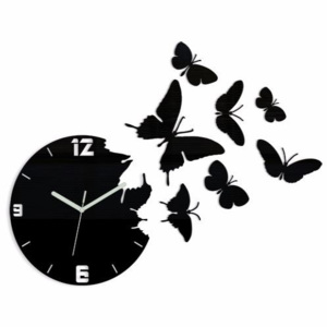 Nalepovací hodiny Butterfly černé