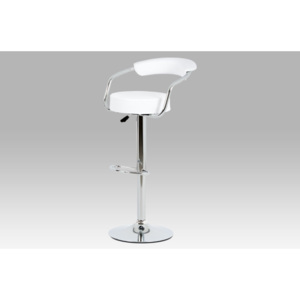 Barová židle chrom a bílá ekokůže AUB-418 WT