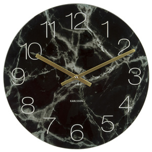KARLSSON Nástěnné hodiny Glass Marble S černé, Vemzu