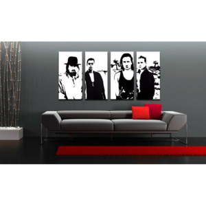 Ručně malovaný POP Art U2 IN BLACK 4 dílný 160x80cm