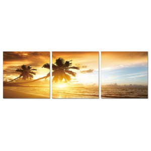 Obraz na zeď - Západ slunce na pláži, (150 x 50 cm)
