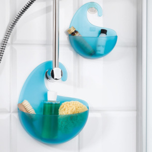 SURF koupelnový držák, box na sprchoý gel, šampon a kde co KOZIOL (Barva transp. tyrkysová)