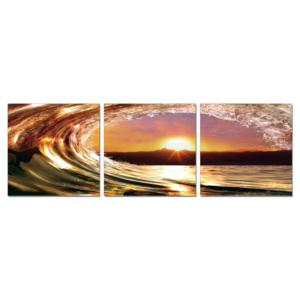 Obraz Padající vlna – západ slunce, (120 x 40 cm)