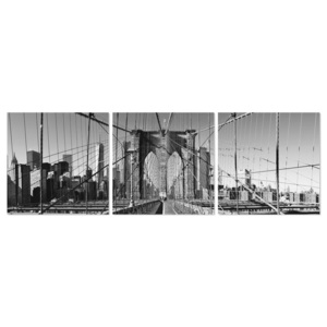 Obraz na zeď - Brooklyn bridge černobílý, (120 x 40 cm)