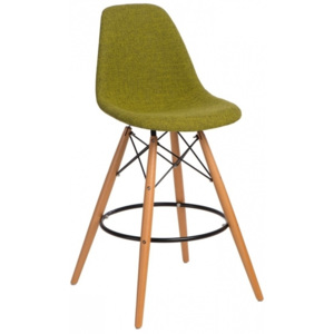 Designová barová židle DSW čalouněná, zelená/šedá