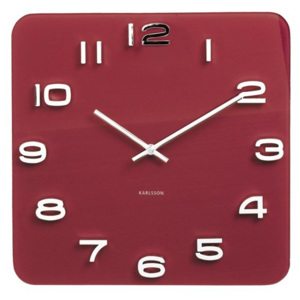 KARLSSON Nástěnné hodiny Vintage čtvercové červené, Vemzu