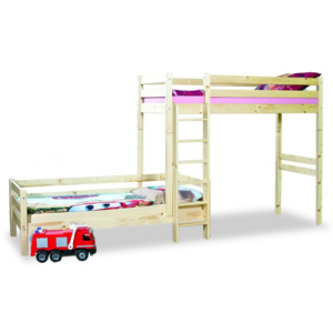 Patrová postel pro 2 děti posuvná KALIMERO 01 | 90x200 | masiv smrk