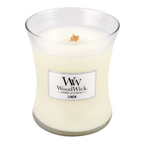 WoodWick – vonná svíčka Čistý len, 275 g
