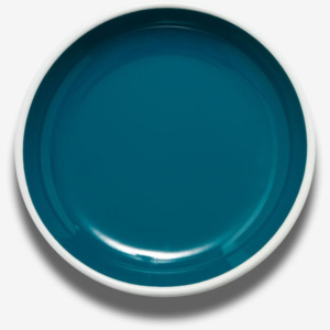 Malý smaltovaný modrý plochý talíř