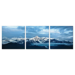 Obraz na zeď - Modrá oblaka nad horami, (120 x 40 cm)