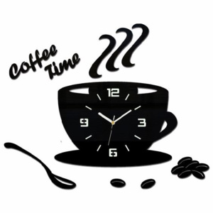 Nalepovací hodiny Coffee černé