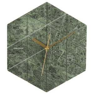 KARLSSON Nástěnné hodiny Marble Hexagon zelené, Vemzu