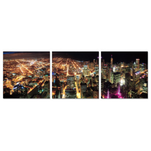 Obraz na zeď - Osvětlená metropole v noci, (120 x 40 cm)