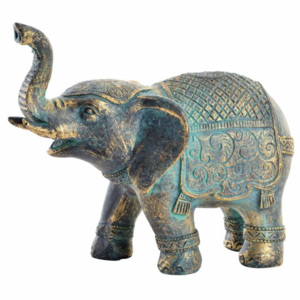 Soška slon "GOLDEN BLUE" 11x5.5x11-resin