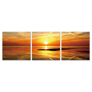 Obraz na zeď - Zlatý západ slunce nad mořem, (150 x 50 cm)