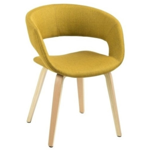 Jídelní židle Garry s dřevěnou podnoží, žlutá | -30 % SCHDN0000060105S SCANDI+