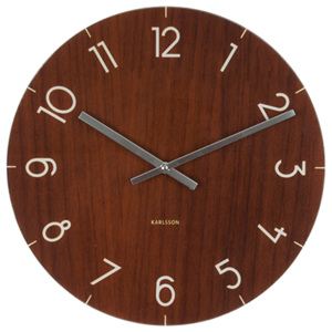 Nástěnné hodiny Glass Wood M - tmavé dřevo