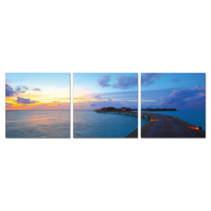Obraz na zeď - Molo u moře při západu slunce, (120 x 40 cm)
