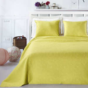 Přehoz na postel s polštářky DecoKing žlutý