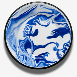BORNN Malý smaltovaný modrý plochý talíř, Vemzu
