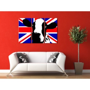 Ručně malovaný POP Art Cow 3 dílný 120x80cm