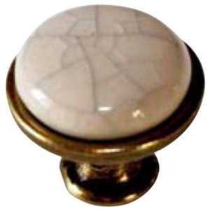 Nábytková knopka Simon staromosaz/porcelán (kovová)