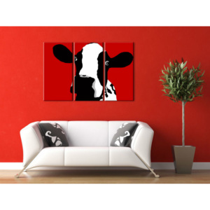 Ručně malovaný POP Art Cow 3 dílný 120x80cm